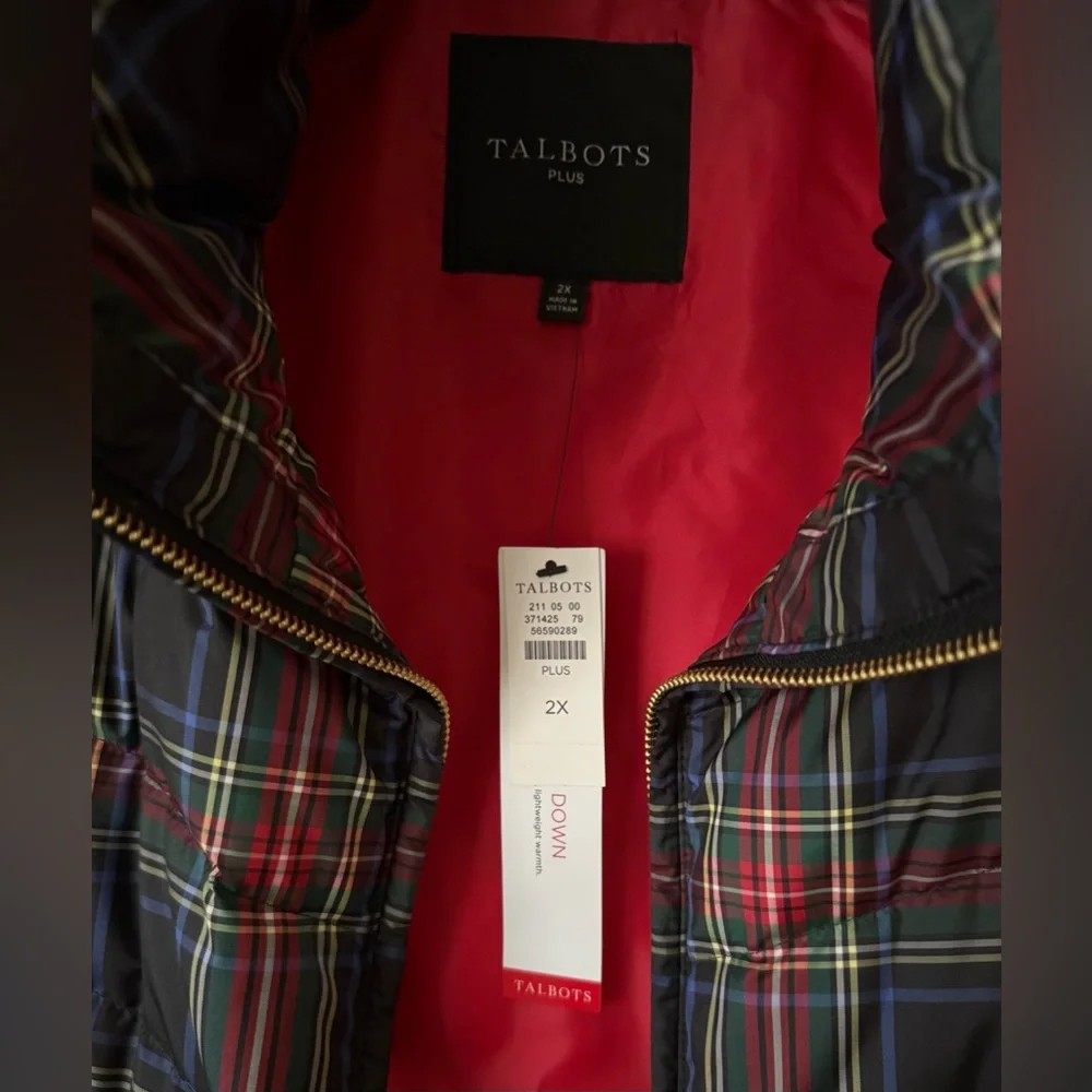 Talbots Plaid Down Puffer Vest - Plus Size - Picture 5 of 5